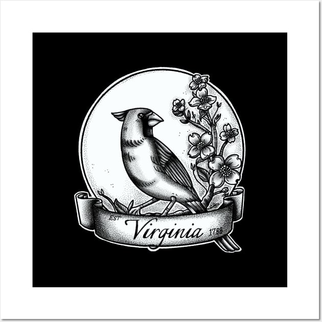 Virginia state Tattoo style design Wall Art by Juliet & Gin